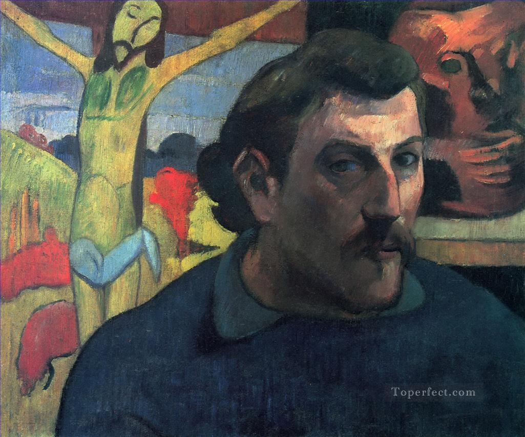 Self Portrait with Yellow Christ Post Impressionism Primitivism Paul Gauguin Oil Paintings